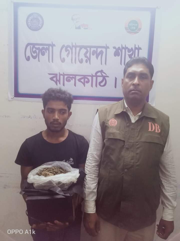 ঝালকাঠির নলছিটি থেকে গাজা সহ গ্রেফতার ১