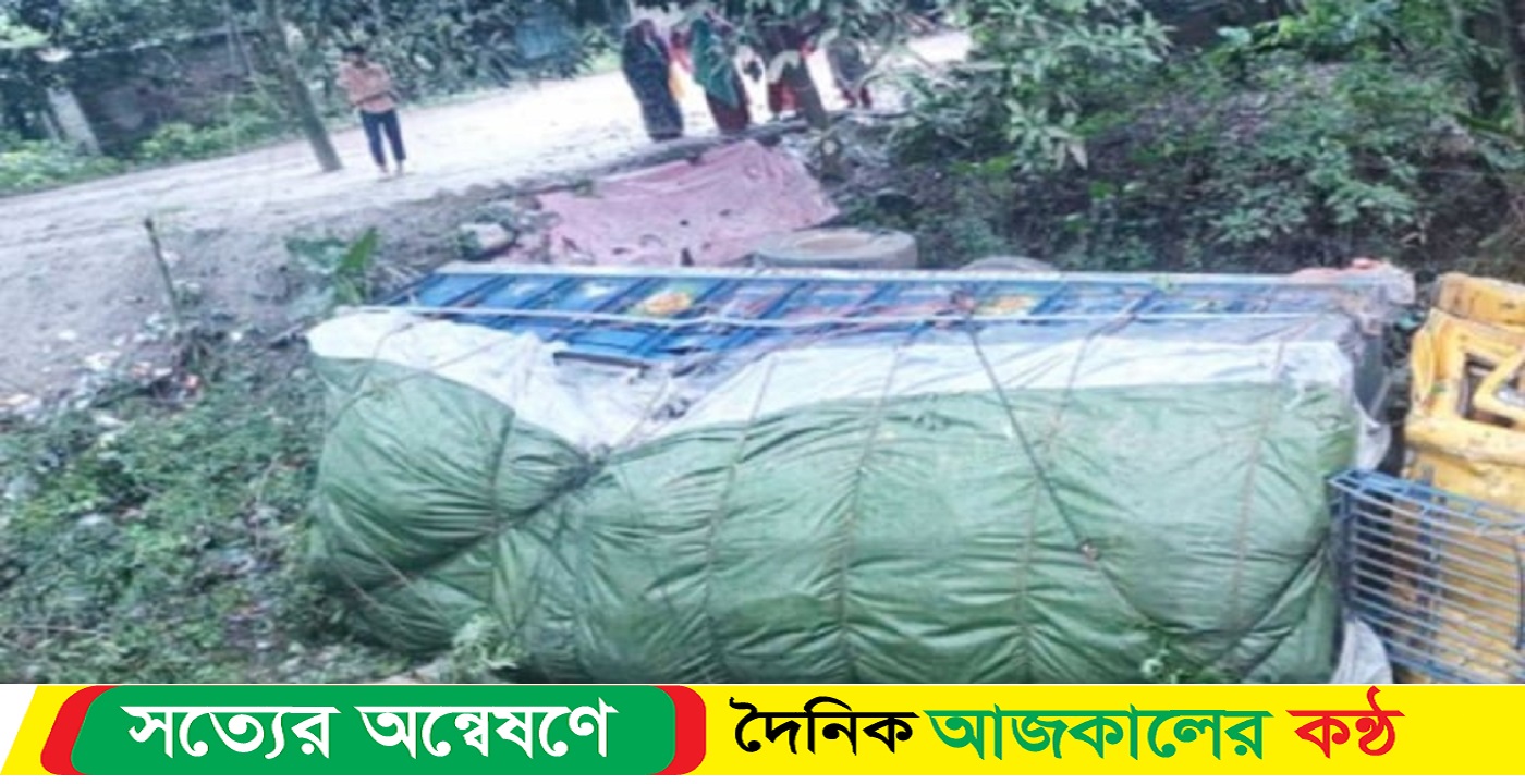 খুঁটির সঙ্গে ধাক্কা লেগে ট্রাক খাদে, নিহত চালক