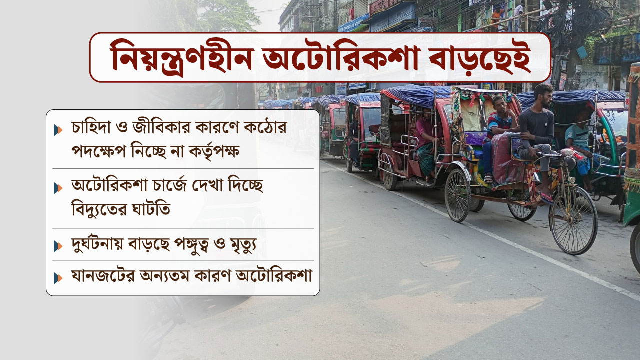 ময়মনসিংহে চাহিদার কারণে নিয়ন্ত্রণ করা যাচ্ছে না অটোরিকশা